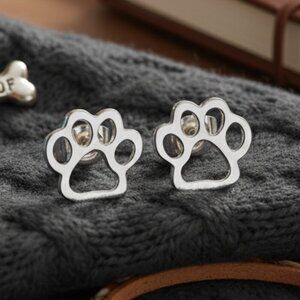 Paw Print Stud Earrings Stainless Steel Hypoallergenic 18K Gold Plated